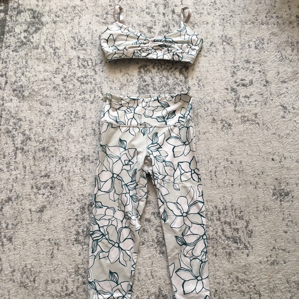 Darling Mint Green Floral Workout Set